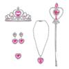 Ruby Princess Necklace Crown Ring Earrings Set Insatem Party Supplies, Hot Pink Korean Popular Toys