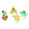 Glass Cactus Figurines Ornaments Mini Bonsai Decor Cute Miniature Desktop Craft