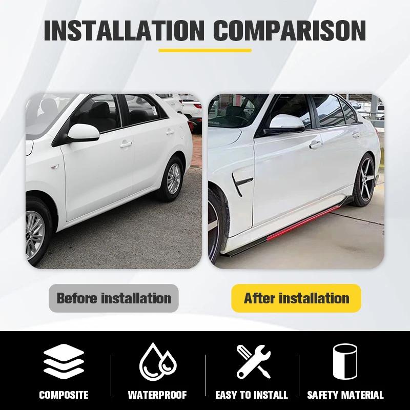 Hot Sale Car Side Skirt Adjustable Bumper Carbon Fiber Modifiedextension Rocker Plate Lip For Kia For Ford For Mazda For BMW