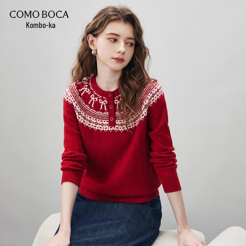 Женский толстый шерстяной свитер Comon Boca с узором Fair Isle и круглым вырезом