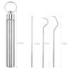 Oral Cleaning Tool Toothpick Pocket Set Stainless Steel Toothpick Set Tooth Pick Keychain Holder