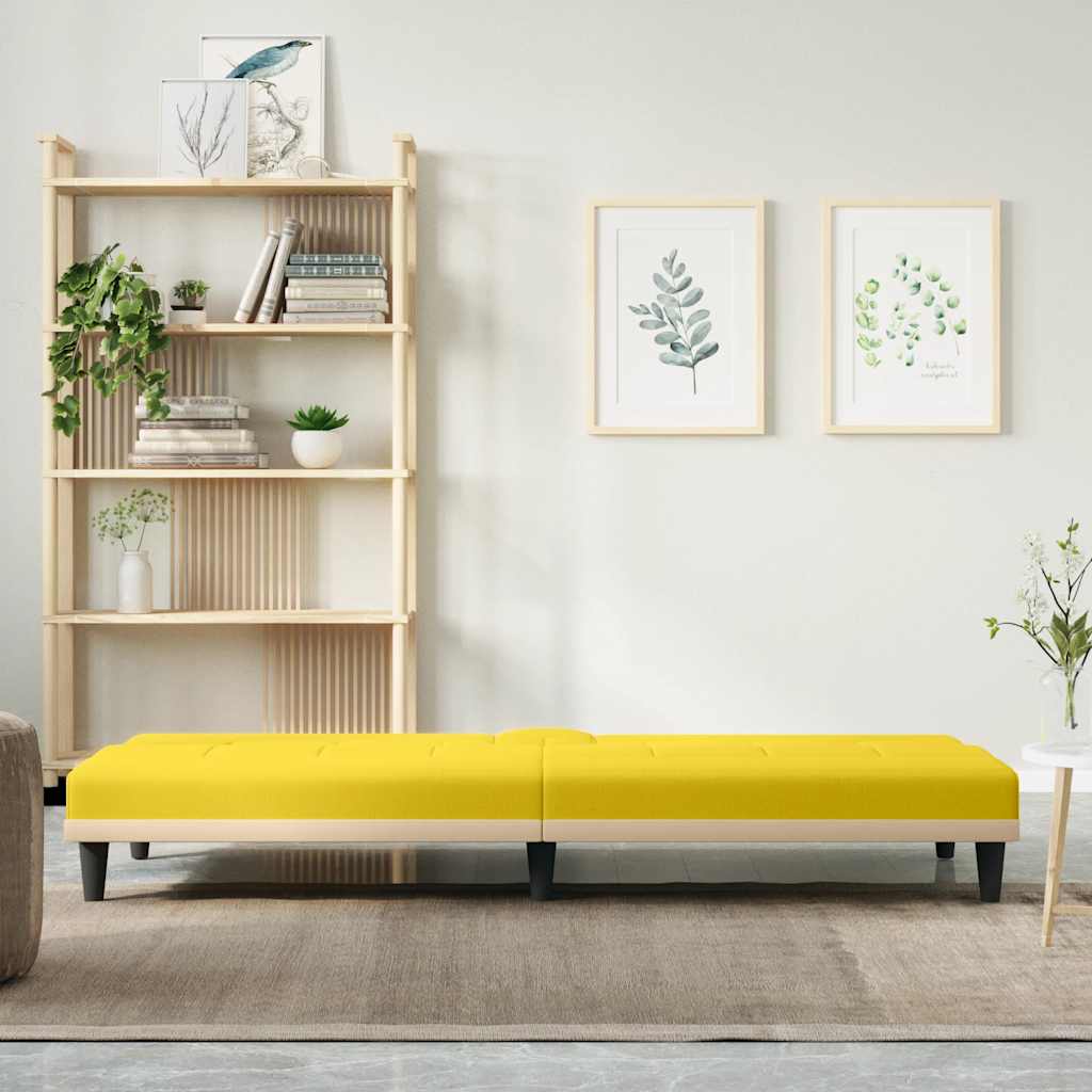 Yellow Beige Sofa Bed with Drink Holders