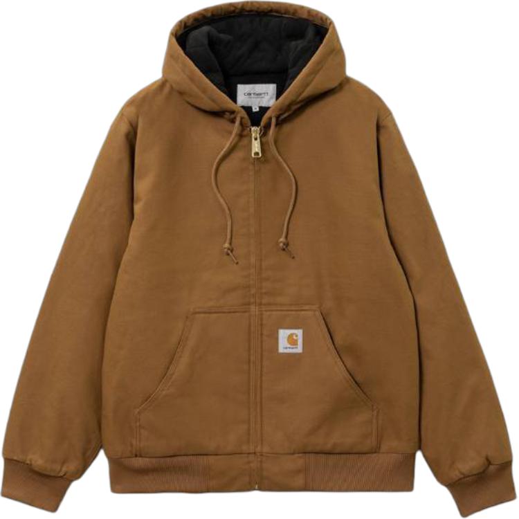 Carhartt WIP Мужская куртка с капюшоном на молнии с длинным рукавом с логотипом Коричневый I023083-HZ-01