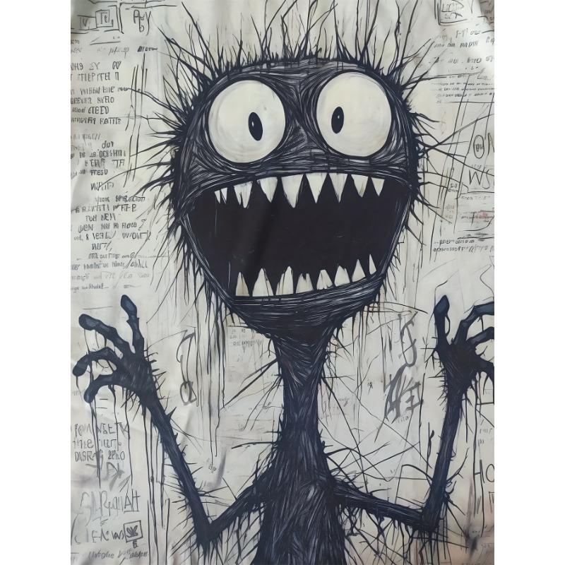 Футболка мужская с короткими рукавами и круглым вырезом Monster Pattern, летняя, для активного отдыха