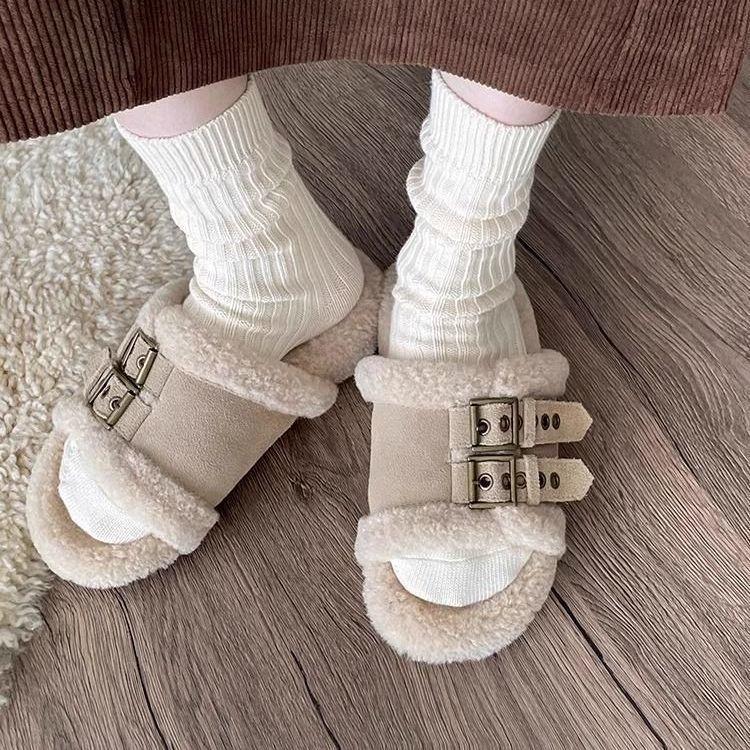 Женские пушистые тапочки на толстой подошве, новинка осени и зимы 2025 года, плюшевая обувь для выхода в свет, мягкая хлопковая подошва, тренд для интернет-знаменитостей