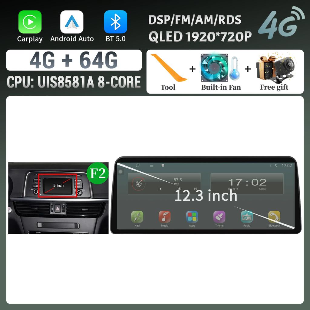 12,3-дюймовый Android 14 для KIA K5 Optima 2015 2016 2017 2018 2019 Автомагнитола Мультимедиа Навигация GPS Carplay Стерео Сенсорный экран