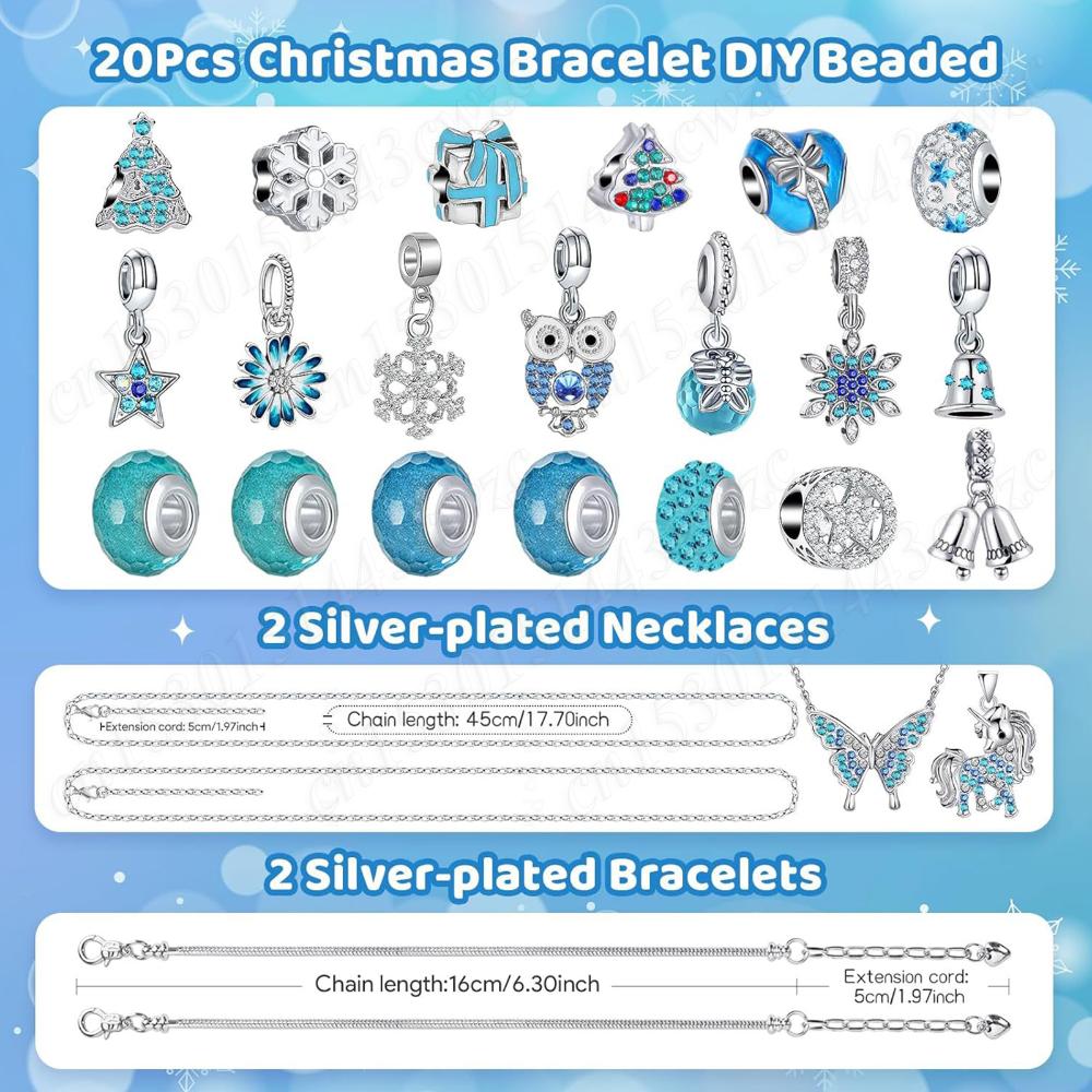 DIY Jewelry Advent Calendar Bracelets & Charms Jewelry Making Set Christmas Countdown Calendars Gift for Adults/Kids/Women/Girls