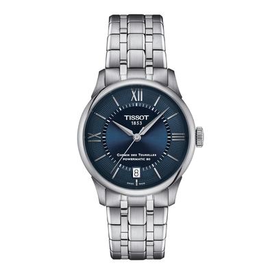 Часы TISSOT Chemin des Tourelles Powermatic 80, 34 мм, с браслетом и синим циферблатом [Официальный импорт] T1392071104800