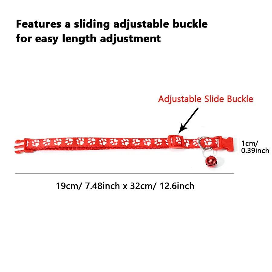 Adjustable Footprint Pet Collar Cute Soft Neck Collar for Puppy Small Dog Kitten Cat with Bell Daily Wear 1/5 Pcs