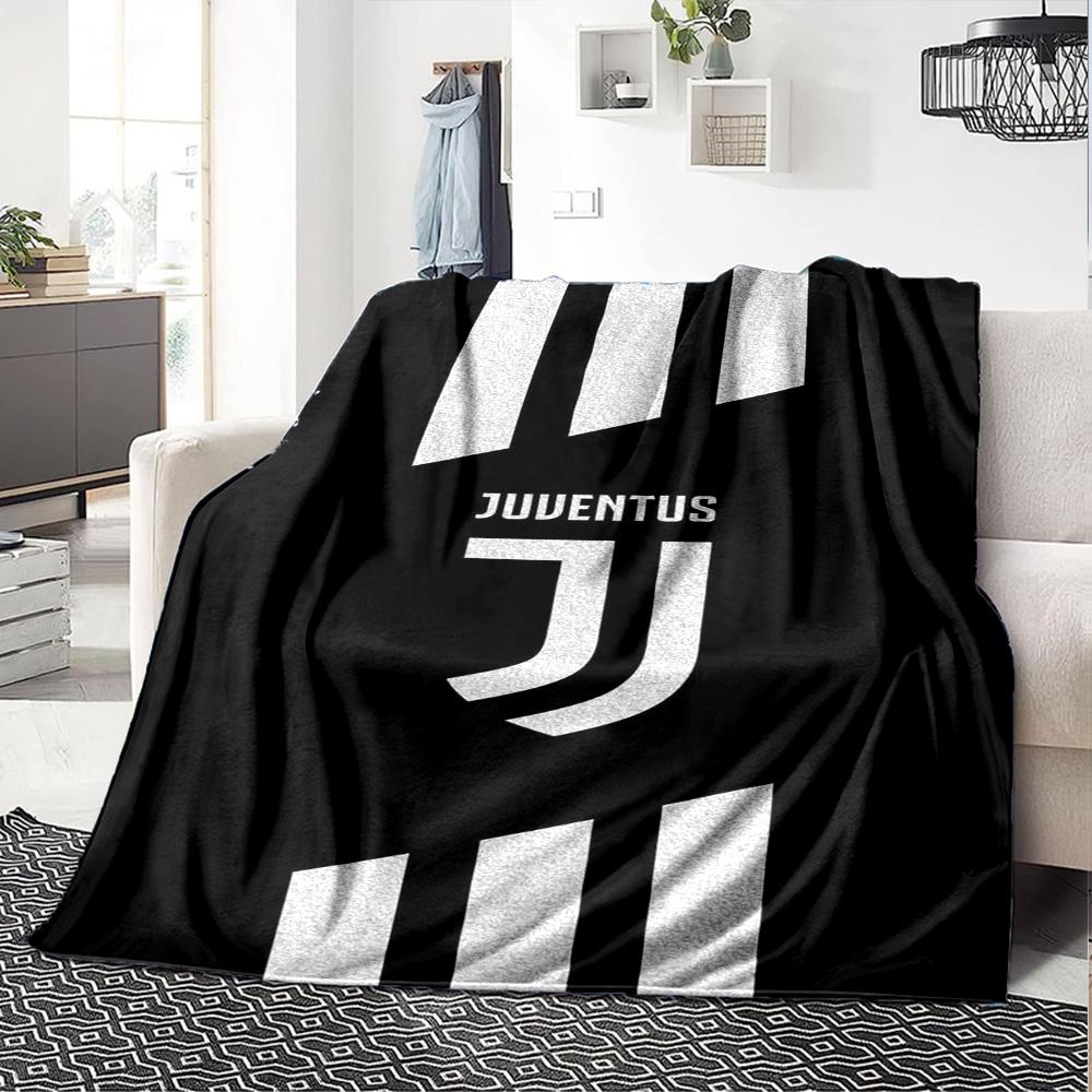 Juventus Logo Stripe Pattern Print Flannel Blanket Soft Warm Throw Blanket Football Fan Sofa Bed Home Decor