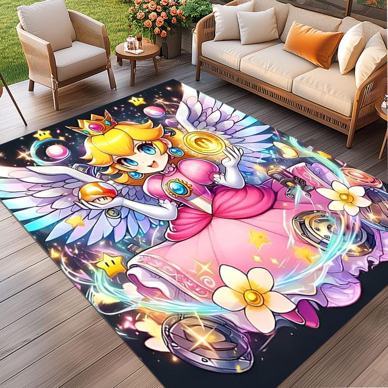 Princess Peach Toadstool Print Rug, Washable Floor Carpet, For Entryway Dorm Laundry Room Office Study, Home Decor Birthday Christmas Gift