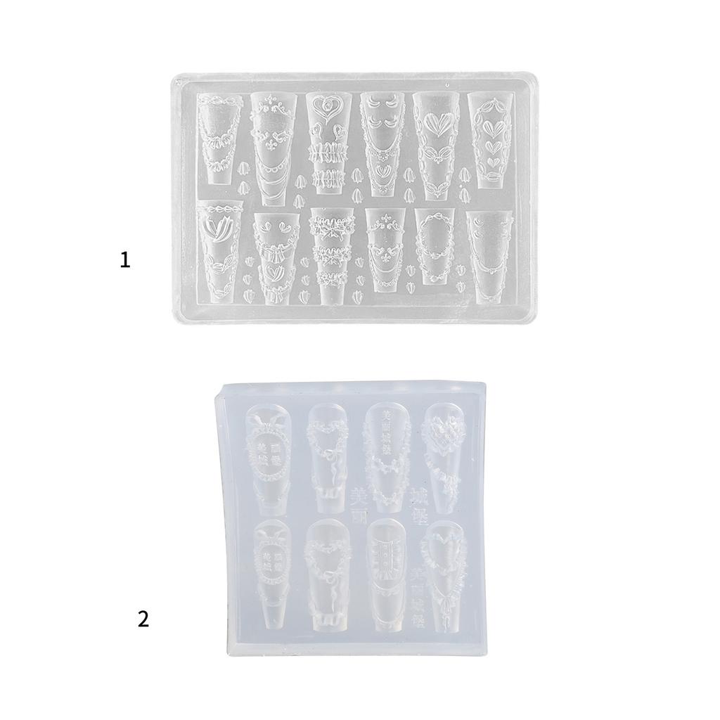 Пищевой силиконовый молд для нейл-арта с резным цветочным дизайном для изделий из смолы, легко извлекаемый, DIY аксессуары
