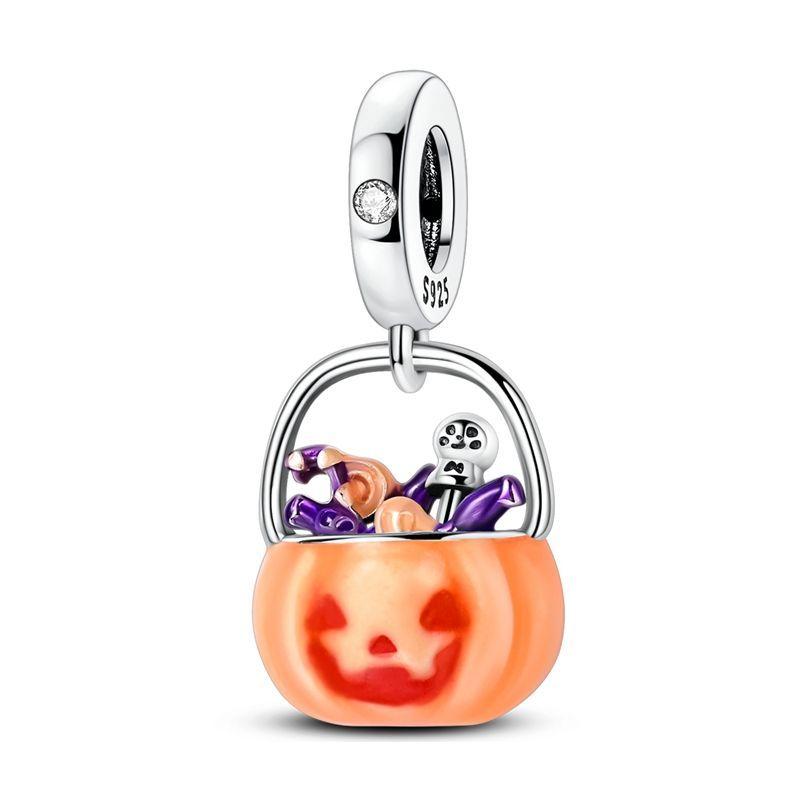 Funny Halloween Charms Copper Pumpkin Ghost Witch Magic Hat Pendant Bead Fit Original Bracelet Necklace Diy Jewelry