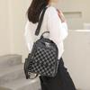 Women's Backpack Chessboard Rhinestone Bag Outdoor Leather Backpack