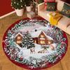 1Pcs Christmas Snowman Pattern Round Area Rug Indoor Non-Slip Washable Fiber Carpet Soft Comfortable Mat For Bedroom Living Room