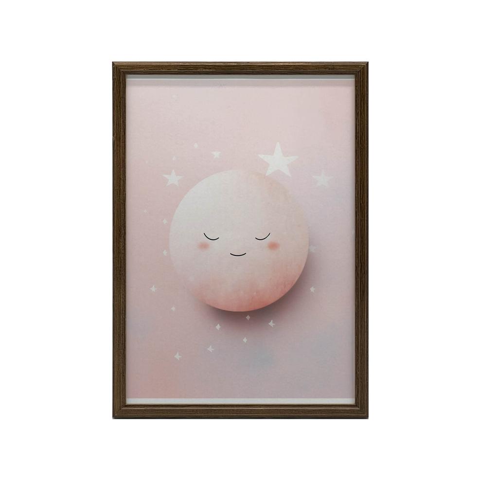 Tajemniczy Różowy Księżyc Tajemniczy Różowy Księżyc, 50X70 Cm, Rama Aluminiowa Złota, Papier Matowy 230 Gsm