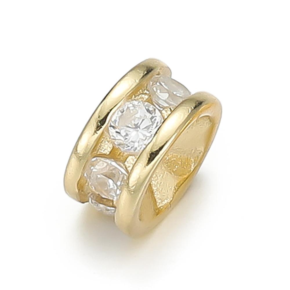 Стерлинговое серебро 925 пробы, инкрустированное бриллиантами, разделительная бусина для браслетов и ожерелий