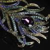 Vintage Peacock Feather Brooch Pin Elegant Lapel Scarf Coat Rhinestone Dress Decor Jewelry Accessory Women Birthday Jewelry Gift