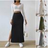 Autumn and Winter Women's Plus Size Slim Knitted Half-body Skirt Medium Long Comfortable Side Split Tall Waist Slim Warm Skirt