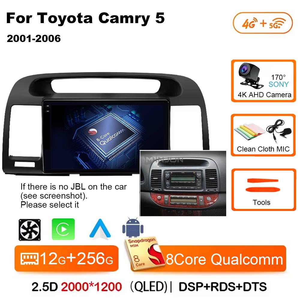 Qualcomm Car Radio Android 14 Wireless Car Play для Toyota Camry 5 2002 2003 2004-2006 Autoradio Multimedia Автомобильное автомобильное радио