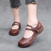 2025 Spring and Autumn New Mother Leather Shoes Women's Soft Leather Soft Sole Muffin Sole Single Shoes Women's Shoes Round Head Buckle Casual