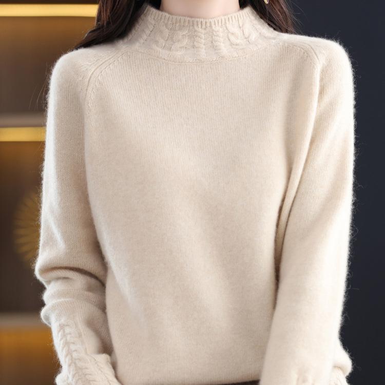 Женские модные повседневные однотонные свободные свитера с воротником на осень и зиму с длинным рукавом и воротником-стойкой
