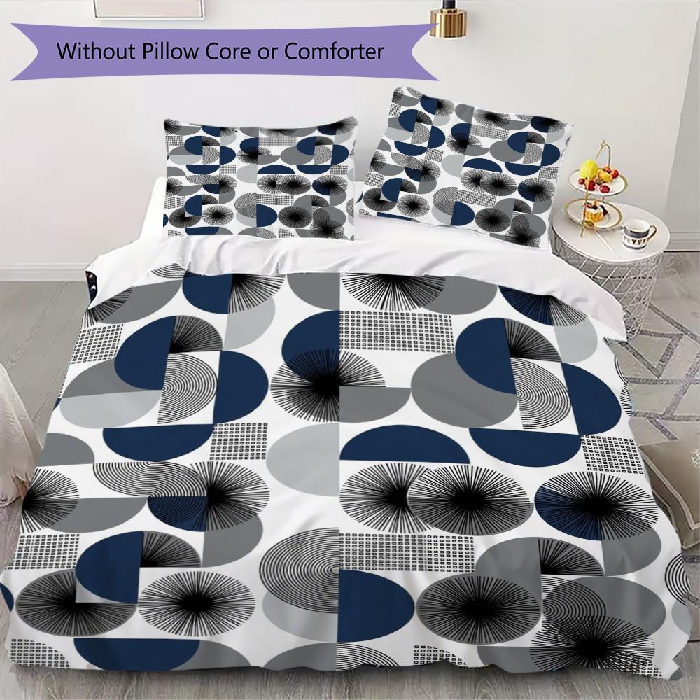 Simple Geometry Pattern Bedding uilt Set uilt Cover Pillowcase Home Decoration Birthday Gift (1 * duvet cover + 2 * pillowcase  without core)19