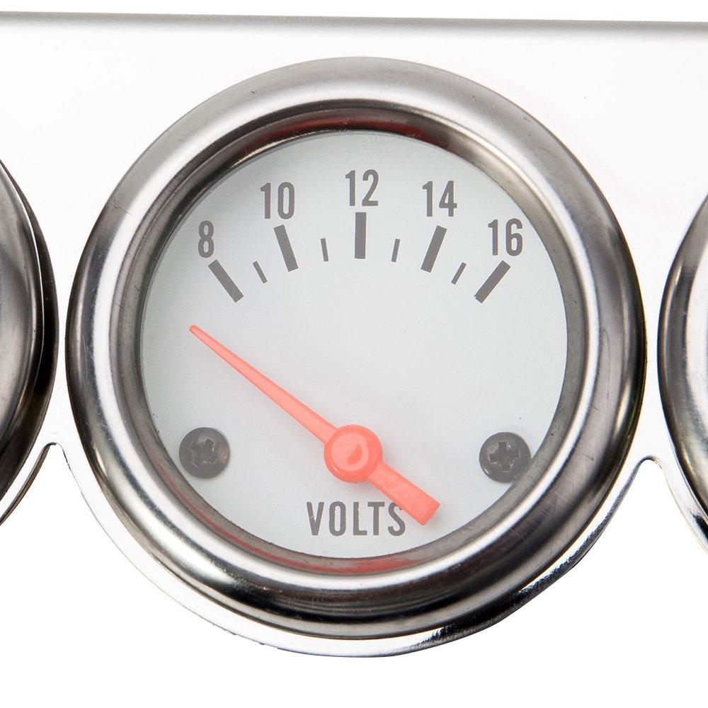 Triple Gauge Kit Oil/Volt/Water Gauge 2'' Universal Chorme Fahrenheit Water Temperature Temp Gauges Ammeter Gauges Set 3 in 1 Car Meter Auto (1)