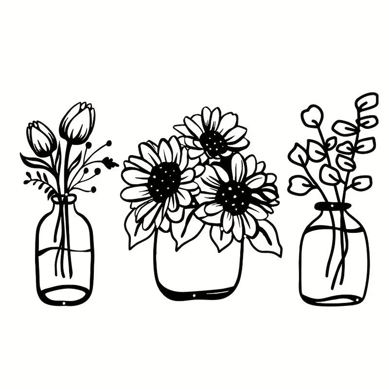 3 шт./компл. Черный металлический цветок настенный декор искусство цветочные знаки скульптура. Идеально подходит для стен патио и балконов. Наклейка на стену для домашнего декора