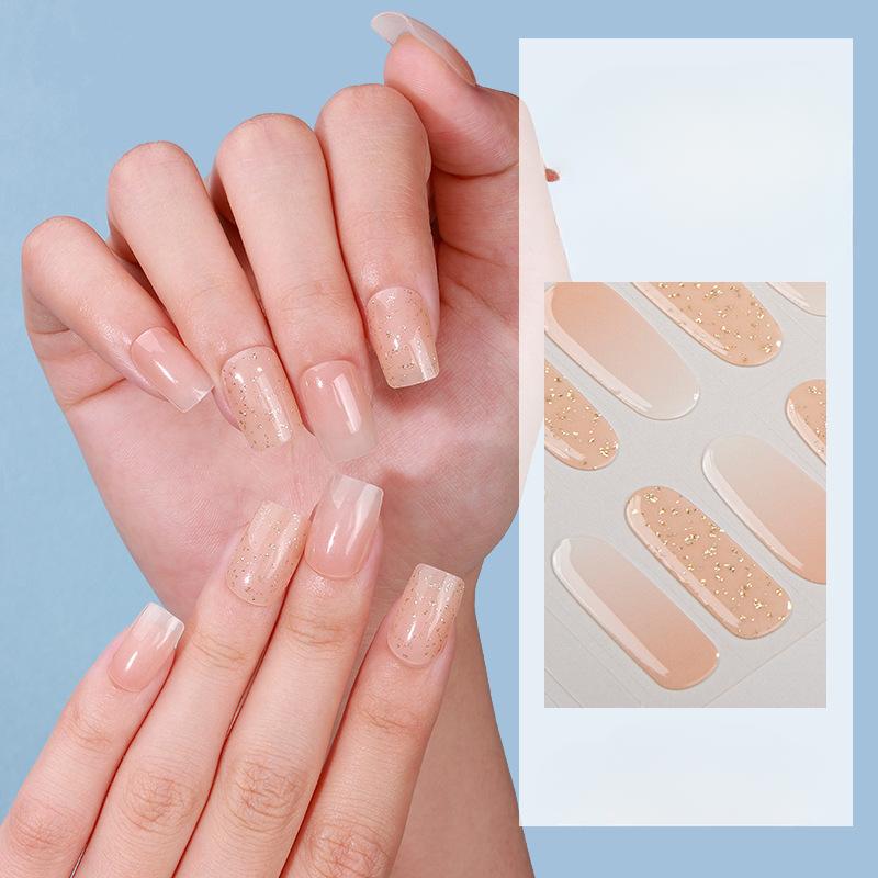 Bake-free Gel Manicure Stickers French Onion Powder Semi-cured Nail Stickers