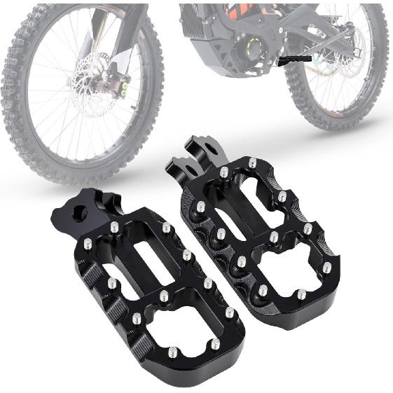 Electric Dirt Bike Foot Pegs CNC for Surron LBX Eride Pro SS 2.0 3.0 E Ride Pro SR/S 79Bike Falcon GT, Sur Ron Stable Wider Platform Footpegs Secure