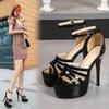 Sexy Extreme High Heels Platform Pole Dance Stripper Shoes Open Toe Buckle Strap Sandals Summer Zipper Women Pumps