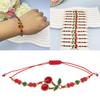 Набор из 12 регулируемых плетеных браслетов с вишнями из сплава и хрустальными бусинами для женщин и девочек, подарок
