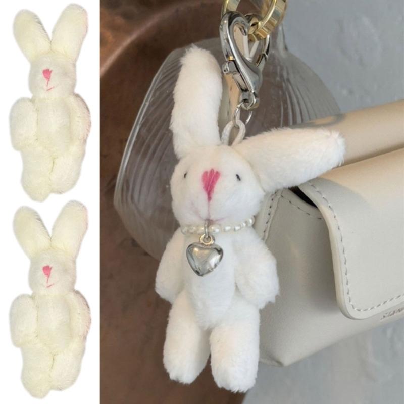 5pcs 4.5cm 6cm 5-color Soft Mini Joint Rabbit Pendant Plush Bunny For Keychain Bouquet Toy Doll DIY Ornaments Gifts