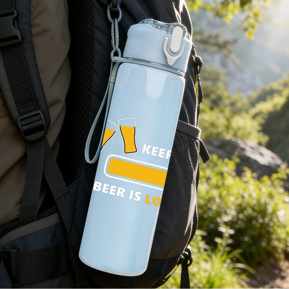 1PC Loading Minimal Letter Text Print 750ml Color Plastic Sports Water Bottle Leakproof Flip Straw Lid Suitable for Sports Office Home Use