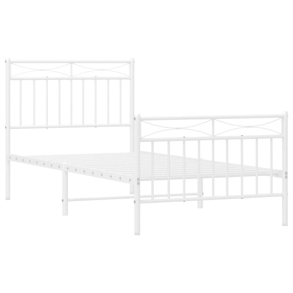 Bed Frame with Headboard and Footboard Metal White 90x200 cm