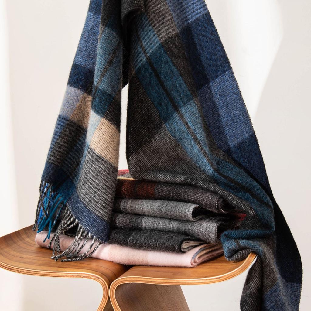 Wool Scarf Women's Retro Plaid Autumn and Winter New Style Versatile Winter Scarf Dual Use
