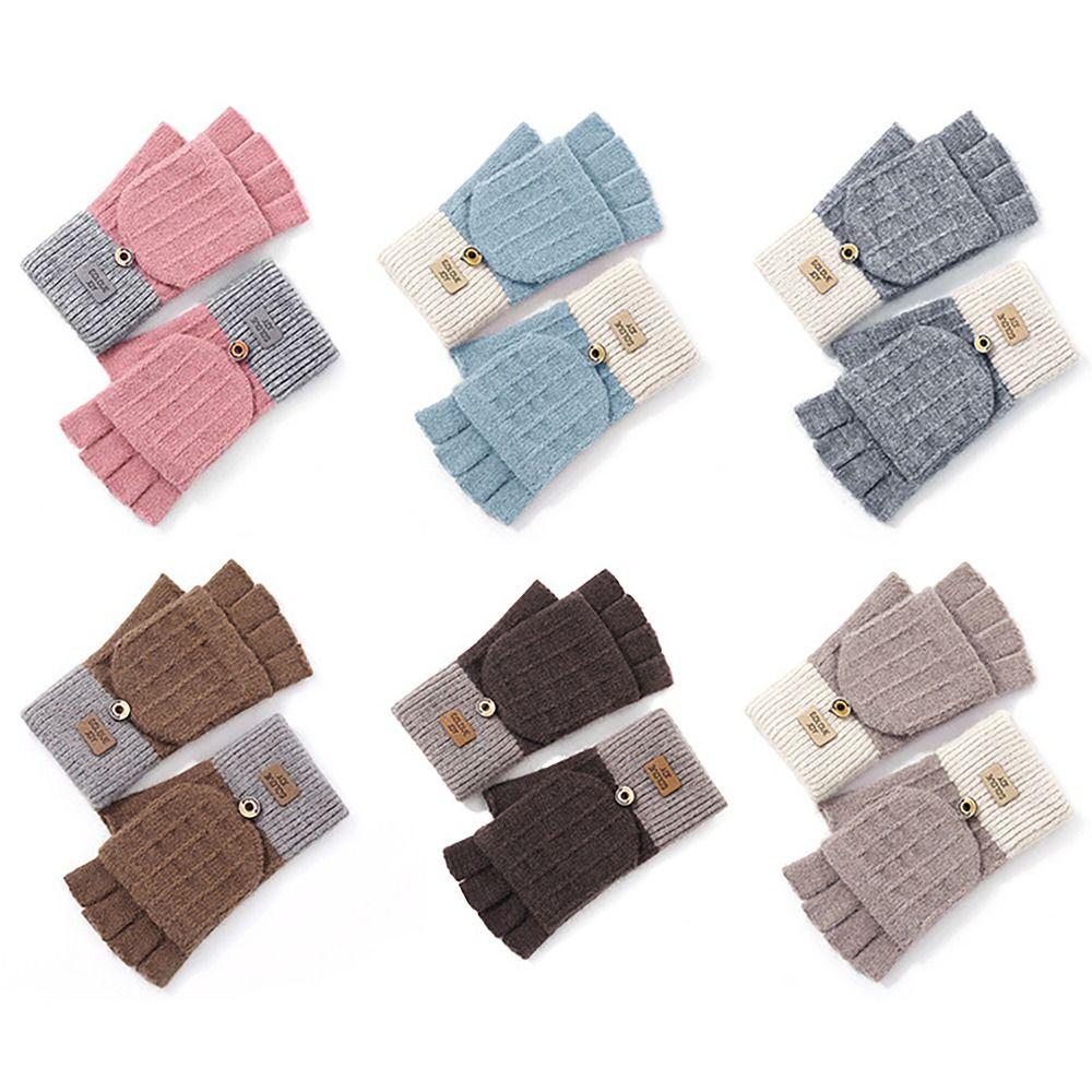 Зимние перчатки с сенсорным экраном, вязаные шерстяные перчатки-митенки, повседневные грелки для рук для женщин, зимние теплые