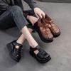 GKTINOO Woman Sandals Summer Wedge Sandals Casual Cutout Genuine Leather Women Shoes Female Ladies Platform Retro Sandalias
