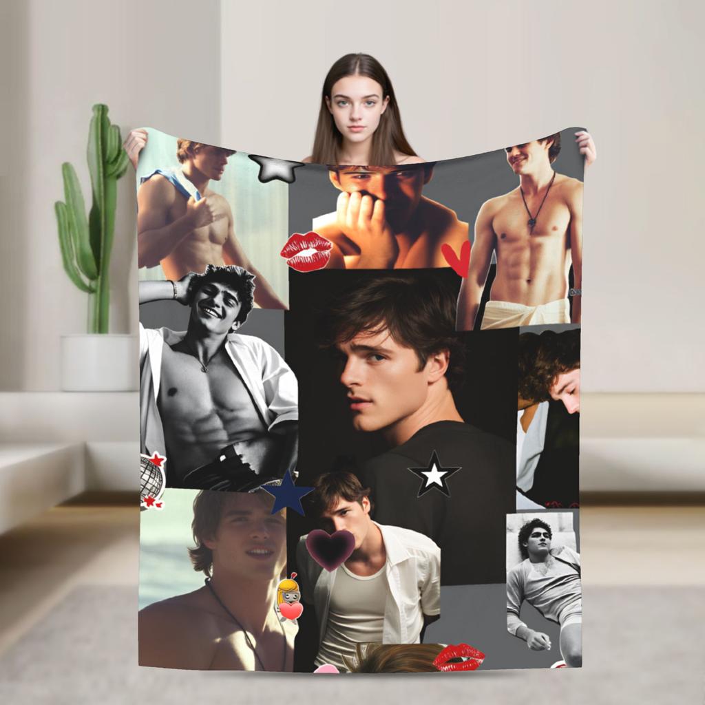Jacob Elordi Blankets Quality Soft Warm  Throw Blanket Winter Travel Office Couch Bed Print Bedspread