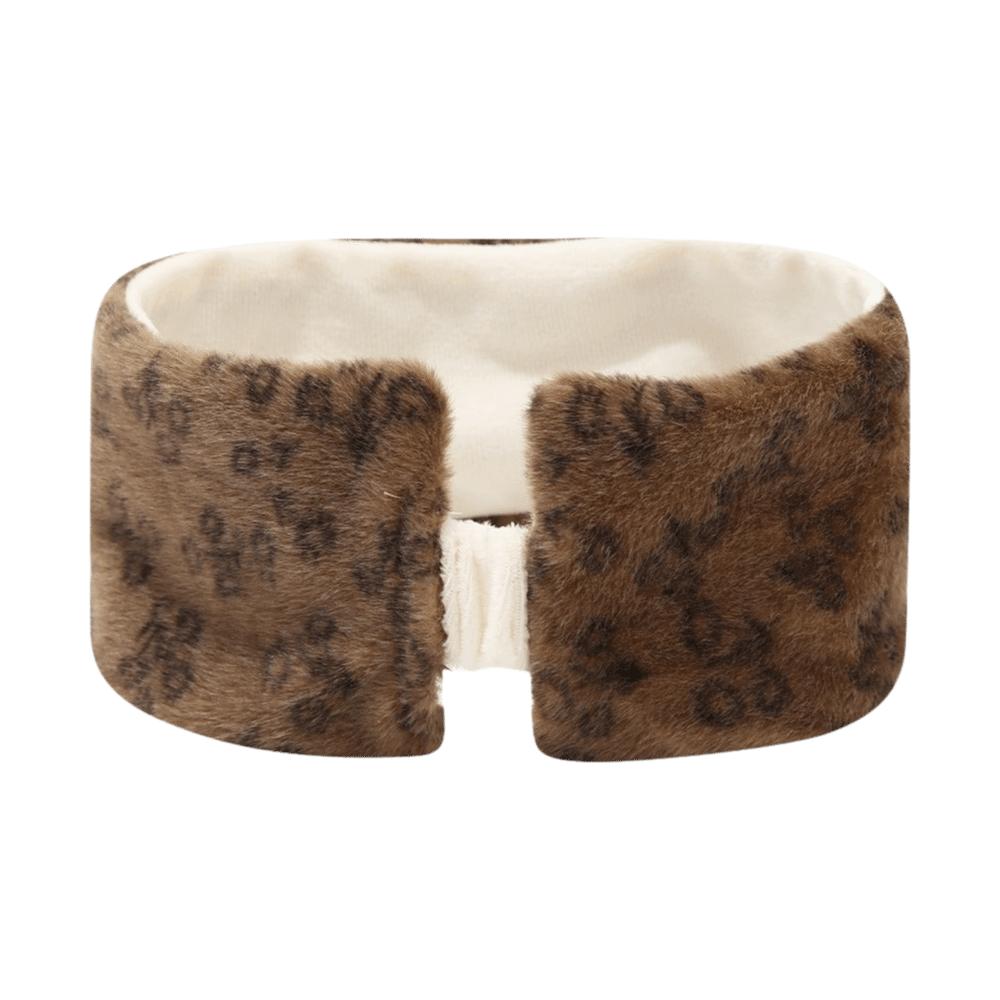 Coldproof Faux Fur Hairband flower printed Winter Warm Hairband fashion Plush Headband  winter