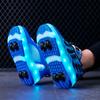 ДЕТСКАЯ четырехколесная зарядная обувь на плоской подошве, обувь со светодиодной лампой, обувь для бегунов, спортивная обувь для катания на роликовых коньках, коньки для девочек