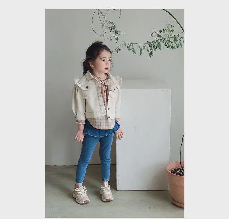 Детские осенние джинсы с оборками для девочек (3-10 лет) – Симпатичные брюки для верхней одежды