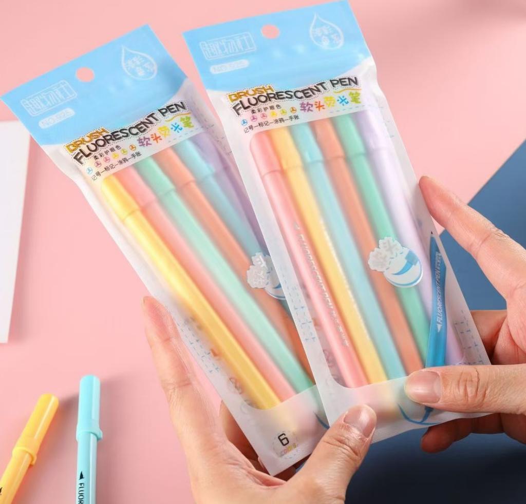 Набор из 6 мягких кистей-ручек - Идеально подходит для выделения, каллиграфии и раскрашивания - Прекрасно для любителей искусства