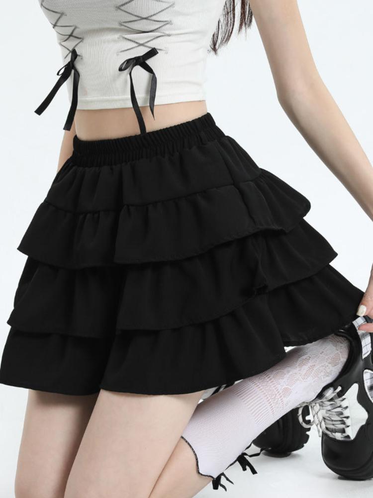 White Mini Cake Short Skirts For Women A-line High Waist Solid Color Skirt Korean Fashion Casual Summer Pleated Skirt