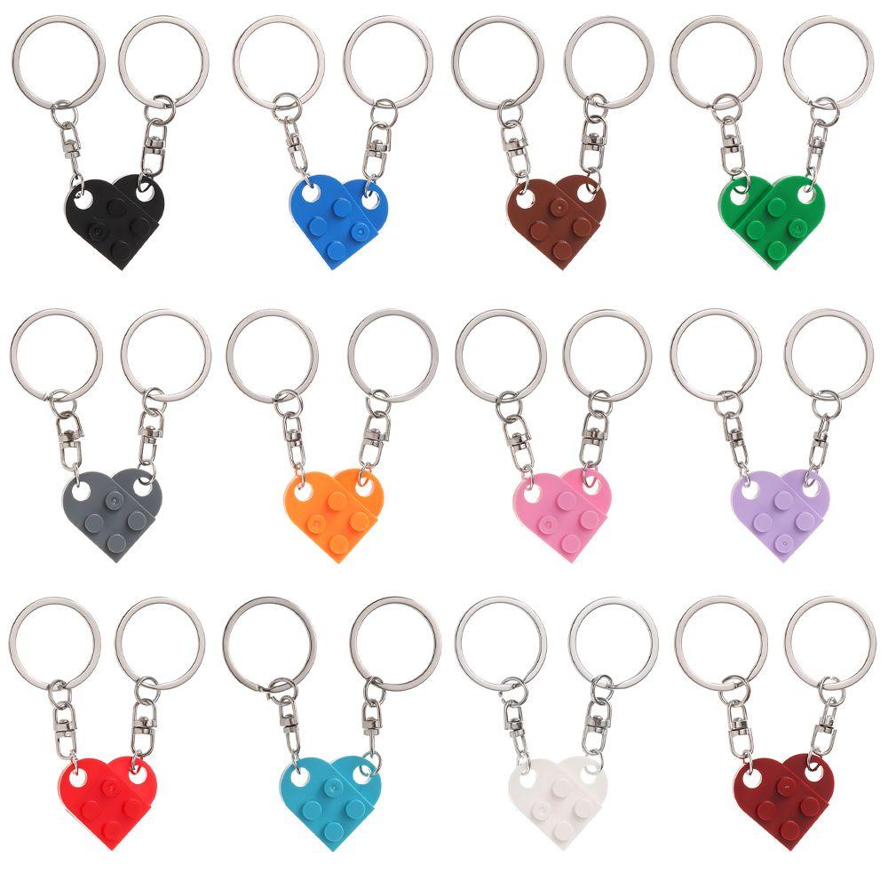 Gifts Couples Friendship Separable Heart Pendant Key Ring Building Block Keychains Key Buckle