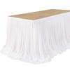 Tulle Table Skirt for Rectangular Tables 4/6/9ft Wrinkle Free Table Cloth with Tutu Skirt Reusable Tablecloth for Wedding Bridal Shower Birthday Party