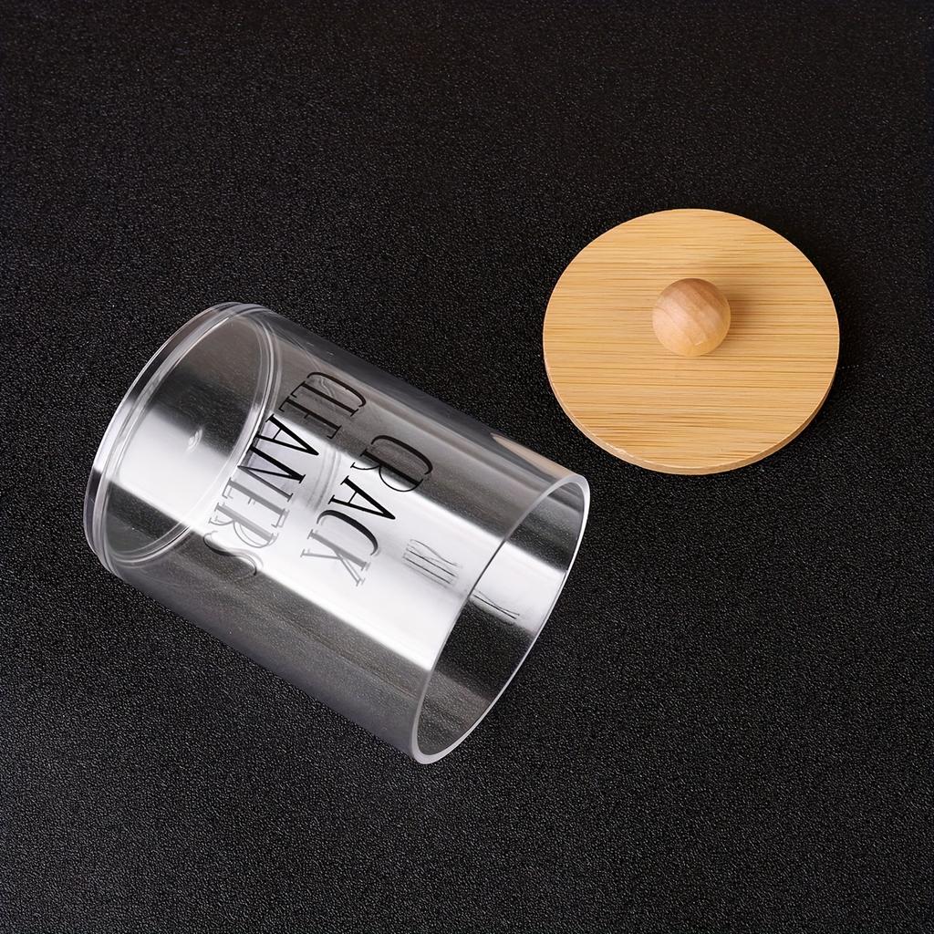 3pcs/set Cotton Swab Holder and Cotton Round Pad Dispenser with Bamboo Lid Clear Acrylic Containers for Cotton Swab/ball
