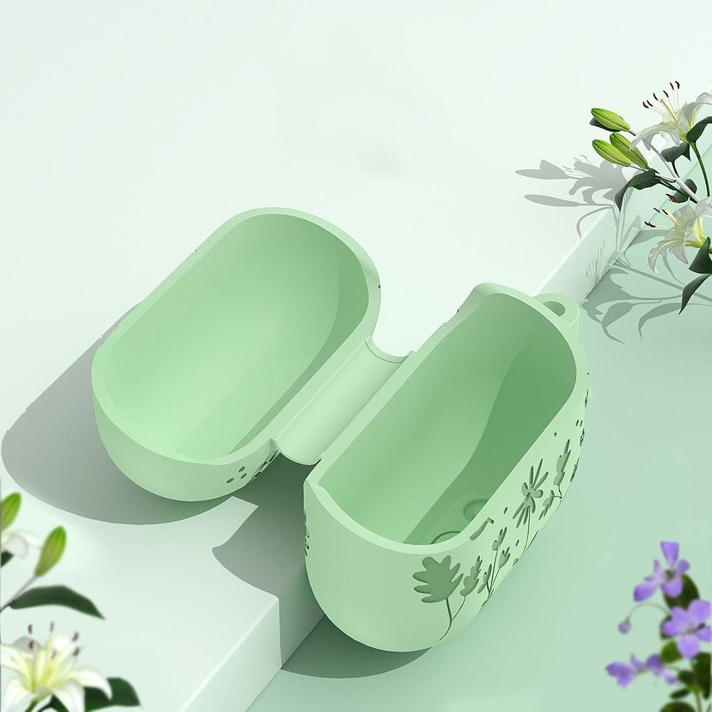 Силиконовый чехол для наушников с резным рисунком цветов для Samsung Galaxy Buds 3/3 Pro