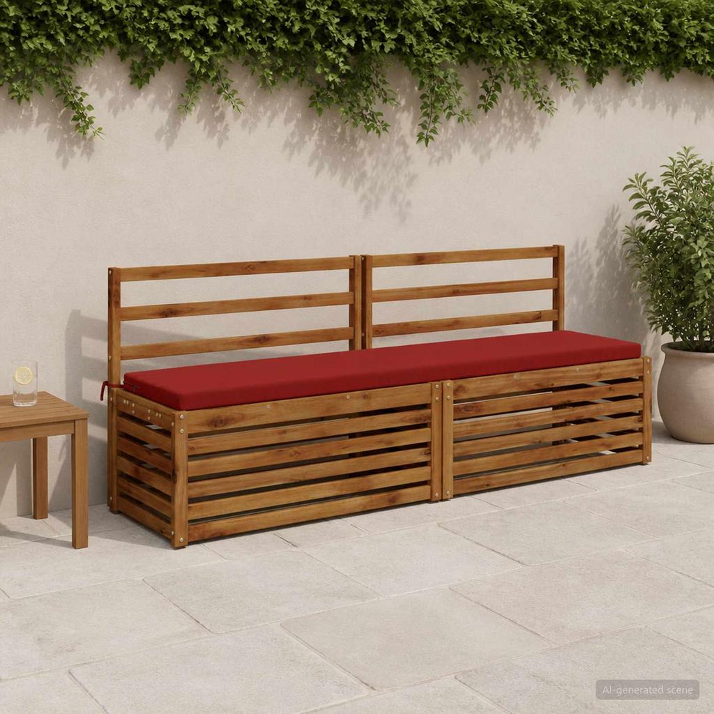 Bench Cushion SOEST 100percent Polyester Wine Red 200 x 40 x 5 cm